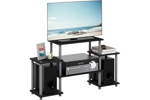 Furinno Turn-N-Tube No Tools Entertainment TV Stands, Black/Grey
