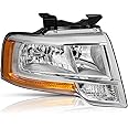 TUSDAR Headlight Assembly Fit for 2015-2017 Ford Expedition Right Passenger Side Chrome Headlamp Replacement