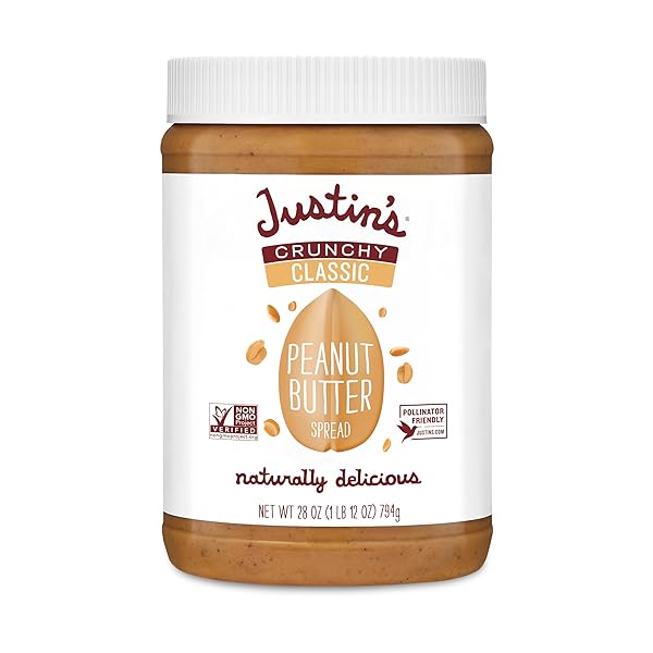JUSTIN’S CRUNCHY PEANUT BUTTER JAR 28OZ