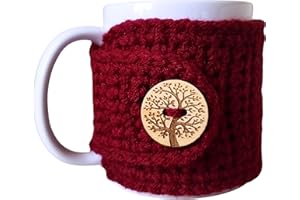 NANDY'S NOOK Fall Autumn Mug Cozy Sleeve, Burgundy Tree of Life Coffee Tea Cup Cover