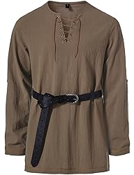 JEMITOP Men's Renaissance Costume Retro Lace Up