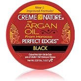 Creme of Nature Argan Oil From Morocco Perfect Edges, Black, 2.25 oz | Black edge control gel that tames edges and smooths flyaways with firm, long-lasting 24-hour hold. Made with argan oil.