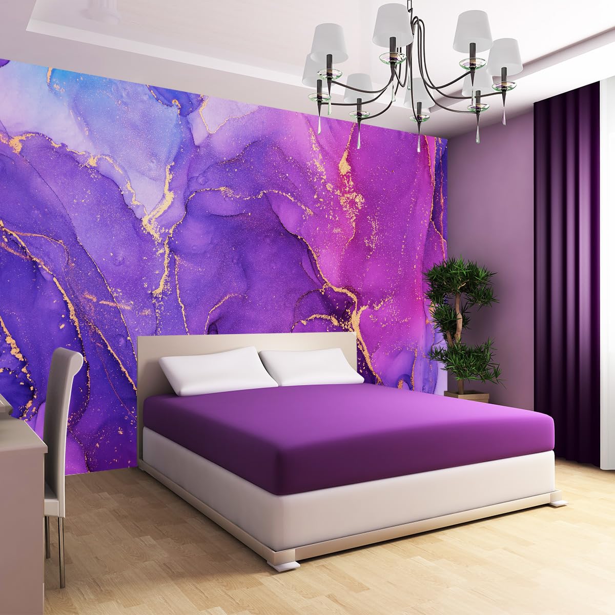 Condition photo showing New/Like New for tundj - purple and gold marble wallpaper modern abstract art mural for living room bedroom?not peel