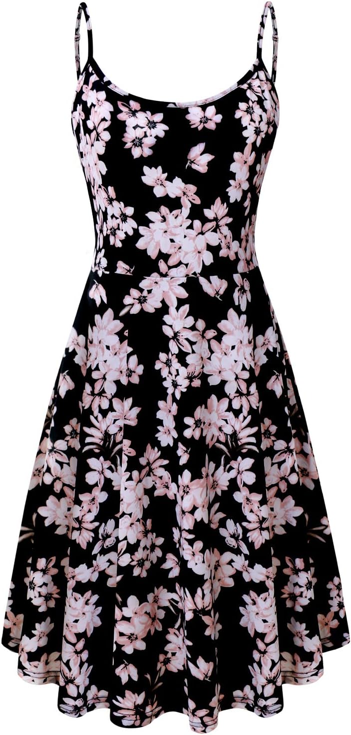 SOLERSUNWomens Sleeveless Summer Dress Floral Printed Adjustable Spaghetti Strap Dresses