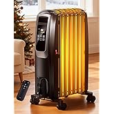 Uthfy Oil Filled Radiator Heater, Electric Radiant Heater With Remote Control, Thermostat, 4 Mode, 24H Timer, Safety Protection, Energy Efficient Space Heaters For Indoor Use Large Room, Bedroom