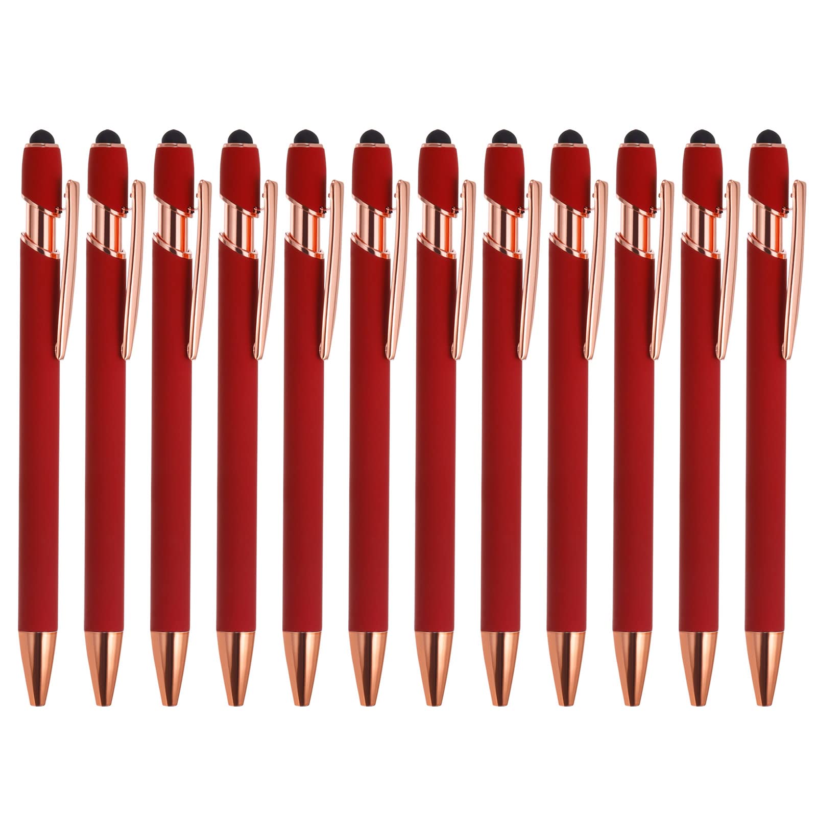 PATIKIL Ballpoint Pen with Stylus Tip, 12 Pack 2 in 1 Metal Pen Black Ink 1.0mm Medium Point Stylus Pen for Touch Screens Style 2, Red — image 1