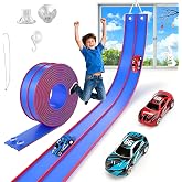 TAEMVV Flexible Race Track Gift for Kids, 15 Ft Car Track Set, Blue Pro | Compatible with Hot Wheels 1/64 Diecast Cars, Reinforced Suction Cup for Boys Girls 3+