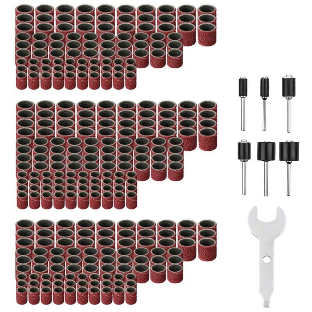 307 Pieces Drum Sanding Kit Sanding Bands Drum Sleeve 80# 120# 240# for Nail Drill Bits Accessories Rotary Tool