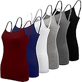 BQTQ 6 Pcs Women's Camisole Tops Undershirts Adjustable Spaghetti Strap Tank Top