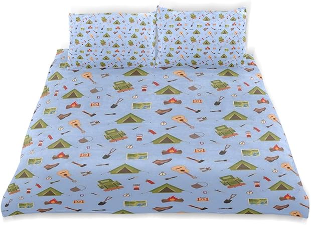 Qoqon Conjunto de Funda nórdica Conjunto de Iconos para Acampar, como