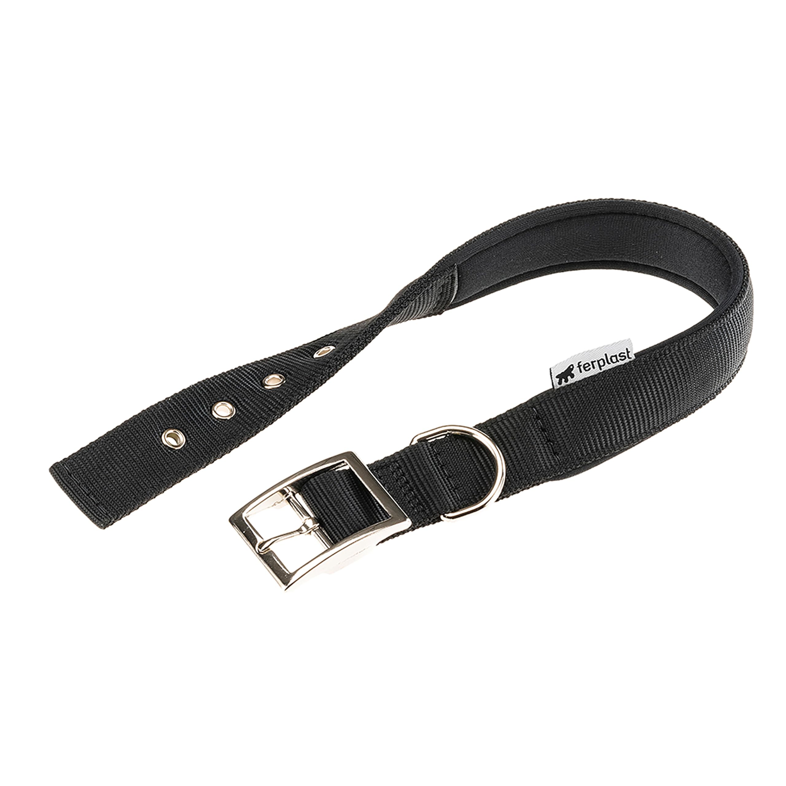 Ferplast Dog Collar Large Size Dog Collar in Padded Nylon Adjustable Metal Buckle, Neck Size 50-58 cm, Black — image 1