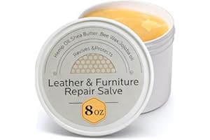 FAVIRZCE Leather & Furniture Repair Salve: Conditioner for Couches Purse Bag Car Seat - Polisher Moisturizer and Restorer Leather Wood and Vinyl - Prevent Cracking or Fading & Water Rings (8oz)