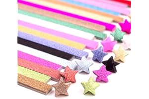 GENERIC 520 Sheets Glitter Origami Stars Paper Strips Double Sided Lucky Colorful Star Decoration Folding Paper ,15 Assortment Color for Gifts Arts Crafting Supplies,Christmas Stocking Stuffers