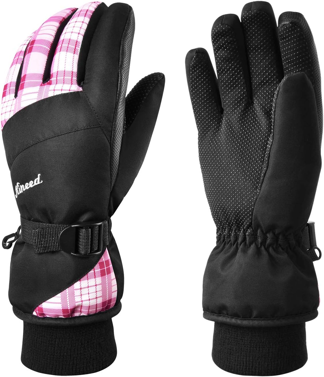KINEED Winter Women Ski Gloves,Waterproof Windproof Snowboard Snow Riding 3M Thinsulate Warm Gloves
