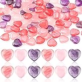 Soulchen 100 Pcs Valentine's Day Heart Healing Stone Bulk Inspirational Worry Love 0.8 Inch Quartz Heart Inspirational Stones Gift for Women Valentines Gift Natural Energy Balancing Meditation