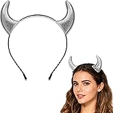 YOFIBRANT Sliver Devil Horns Headband Glitter Devil Ears Headband Halloween Monster Horns Costume Accessories for Women Men