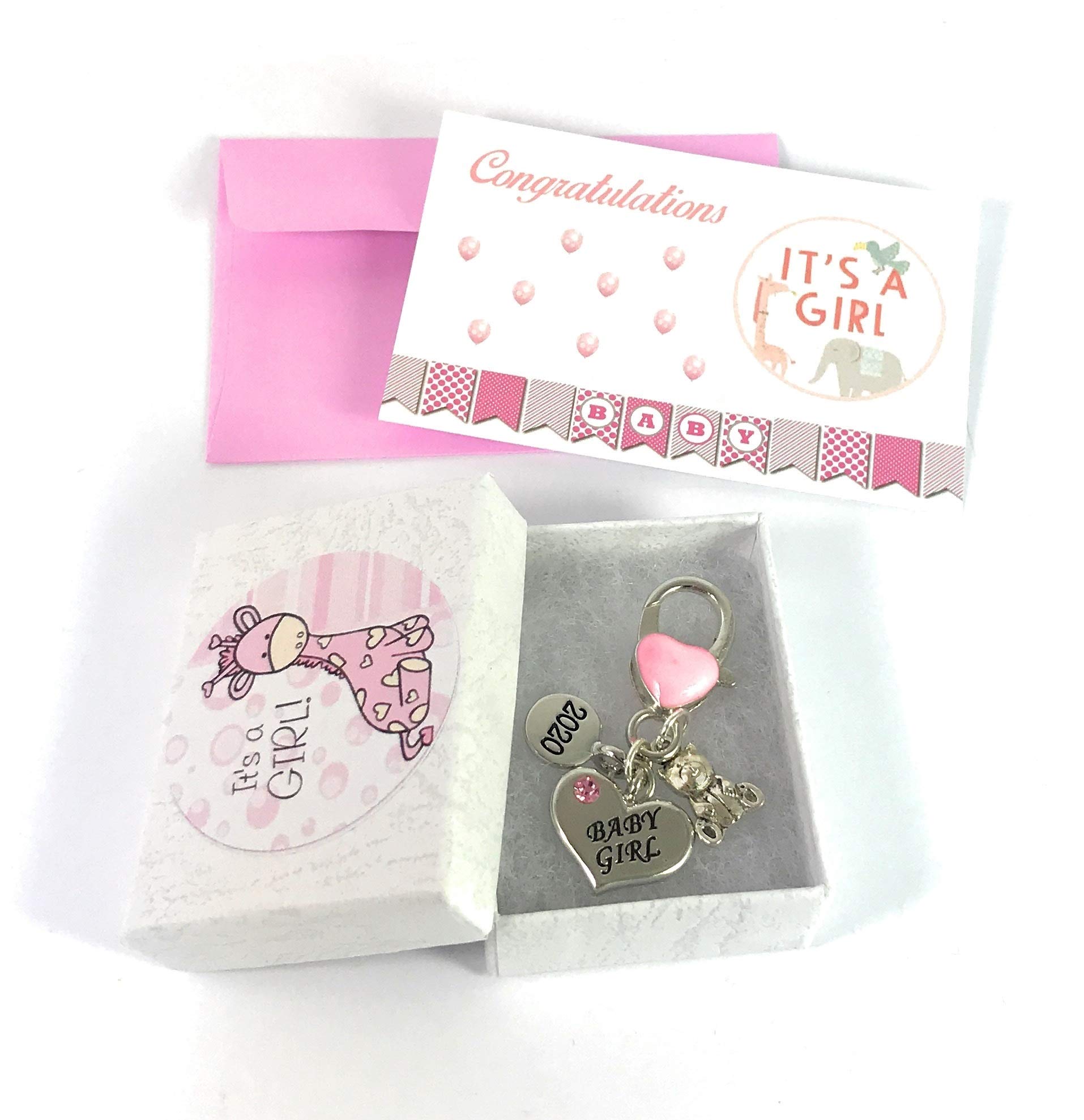 Libby's Market Place Baby Girl 2020 Pink Keyring with Teddy Bear Charm comes with Gift Box and Gift Card