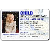 Custom Children's Identification Card, Personalized Kid's Safety ID with Photo and Emergency Contact Information, Wallet Size (2 Pack)