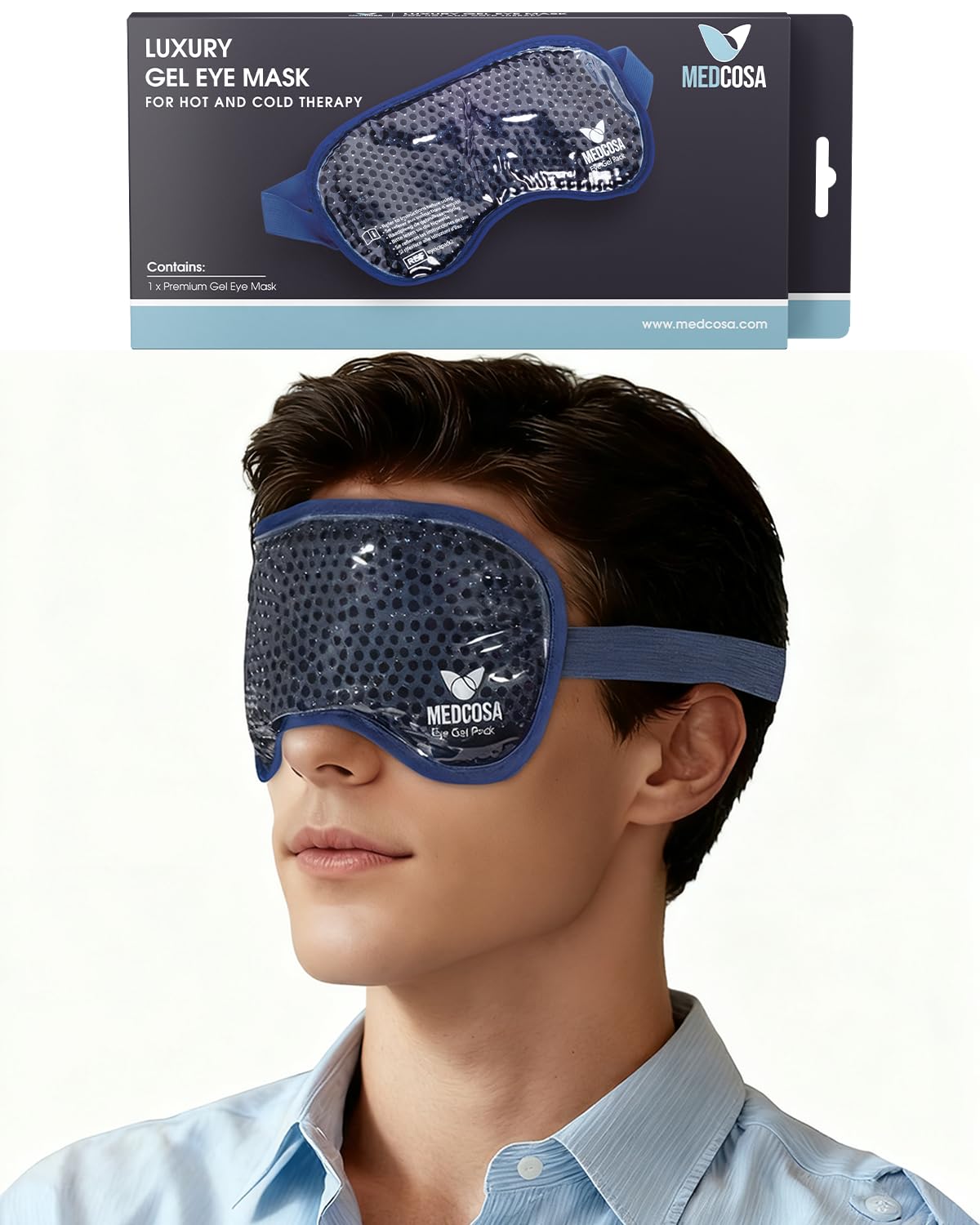 Medcosa Eye Ice Pack | Cool & Soothe Your Tired Eyes with Our Cold Gel Mask | Cooling Pain Relief for Puffy Eyes, Aiding Migraines & Aiding Sleeping