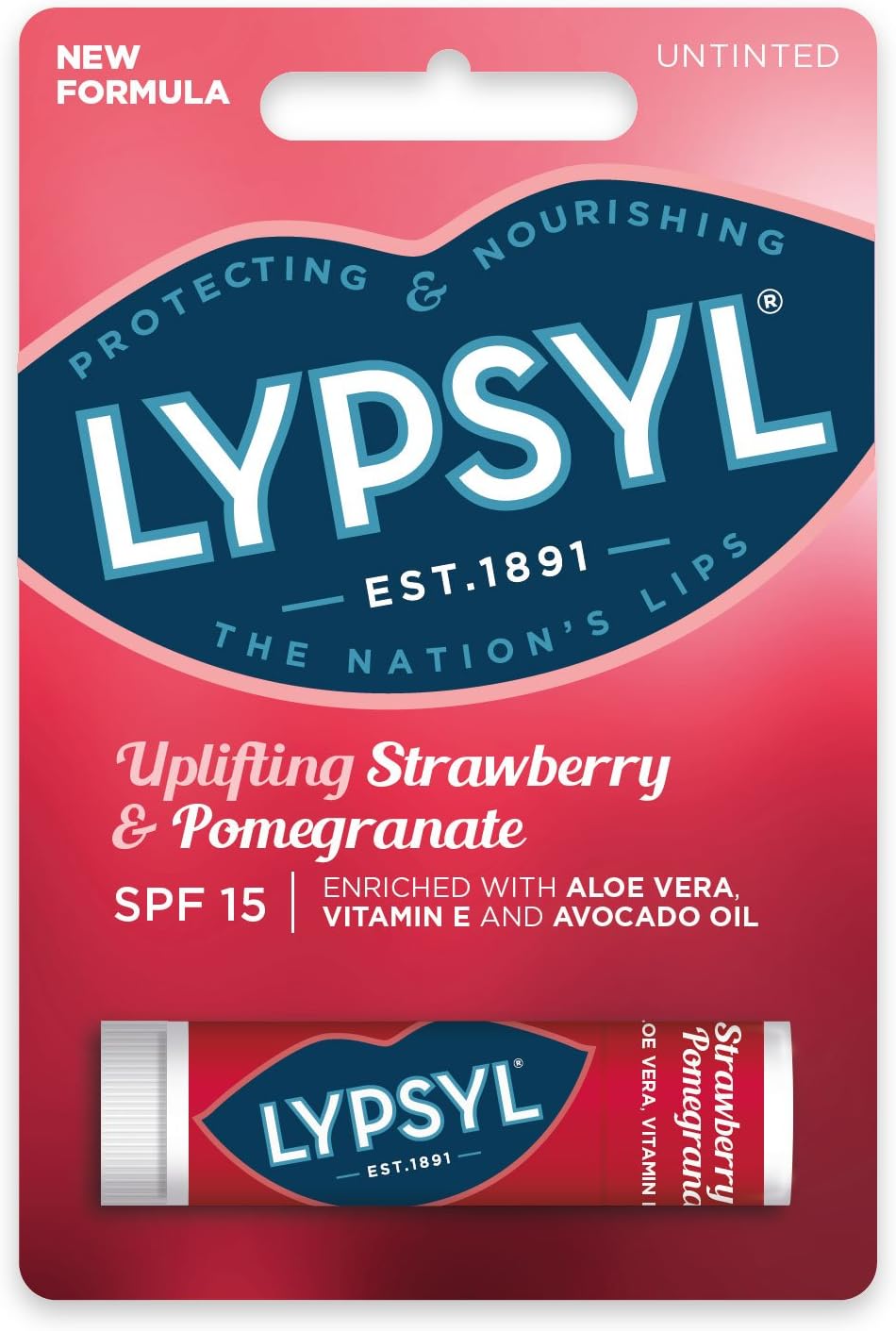 Lypsyl Strawberry Pomegranate Lip Balm Shea Cocoa Butter Beeswax Untinted