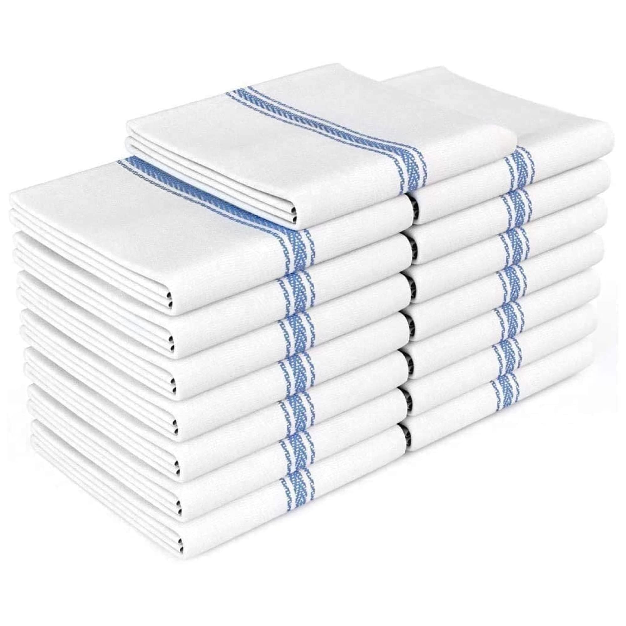 Zeppoli Tea Towel Set- 15 Pack White Kitchen Towels –100% Natural Cotton Dish Catering Towels- Soft and Absorbent Flour Sack Towels makes them Great Bar Cloth Towels