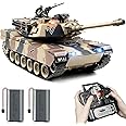 Supdex 1:18 RC Tank, 2.4Ghz US M1A2 Remote Control Tank Model Toys, 15 Channel Battle Army Toys with Smoke Effects, Light and Sound, RC Military Truck for Adults and Kids That Shoots BBS, Water Bombs