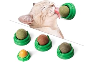 KREVI Cat Toy-Catnip Toys for Cats 4 Pcs，Catnip Toys Balls,Extra Cat Energy Ball, Natural Interactive Toy Edible Kitty Lick Toys for Cats Lick Teeth Cleaning Dental Cat Ball Toy, Cat Wall Treats (Green)