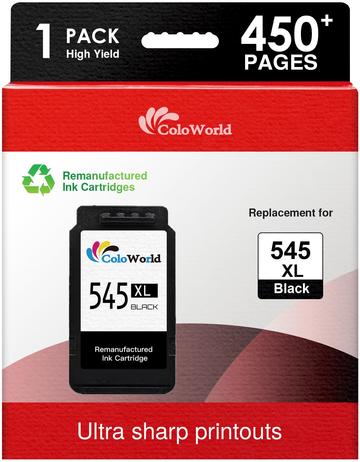 545 Ink Cartridges, PG 545XL Black Ink Cartridge Remanufactured for Canon 545 Black Ink Cartridge for Pixma TS3150 TS3350 TS3355 TS3100 TS3450 MG2550s MG3050 TR4550 TR4500 MG2950 Printers