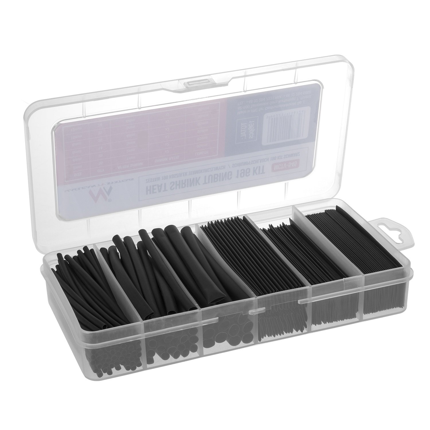 Maclean MCTV-545 Heat Shrink Tubing Shrink Tubing Plastic Hose (1, 196 pieces black)