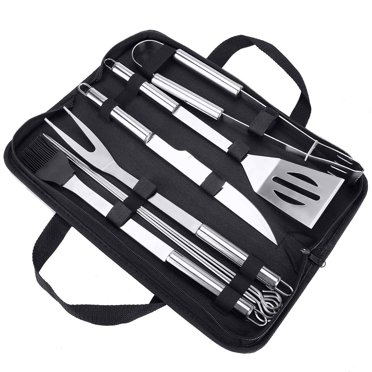 Achort BBQ Grill Tools Set Grill Kit 9pcs Barbecue Accessories Stainless Steel Grill Set Heavy Duty BBQ Grilling Accessories Tools Set with Carry Case for Men Women Camping Grilling