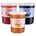 3 Flavors Popping Boba Pearls Bursting Tea Balls Drink & Dessert Topping Strawberry, Blueberry, Peach Flavored Bubble Tea Pearls (Blueberry, Strawberry, Peach, 2 LB, Pack of 3)