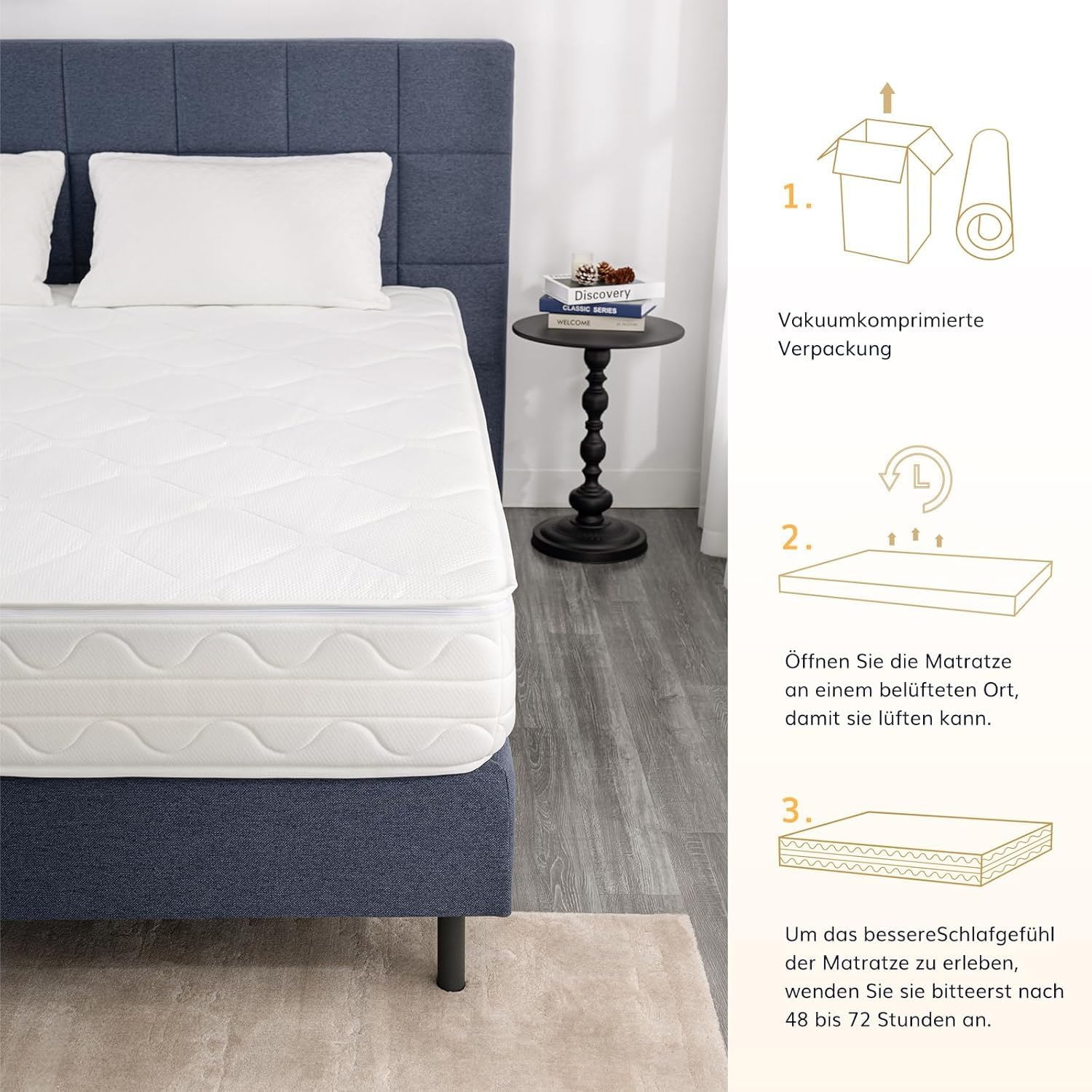 EGO Home Matratze 160x200-23 cm H3 7-Zonen Kaltschaummatratze mit Viscoschaum,Ergonomisch,Weich & Druckentlastend,Atmungsaktiv,Bezug Waschbar, Öko-Tex Zertifiziert 6