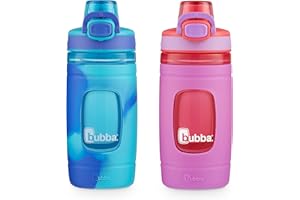 Bubba Brands Flo Kids Water Bottle with Leak-Proof Lid, Pool Blue Wash & Mixed Berry, 16 Ounce, 2-Pack