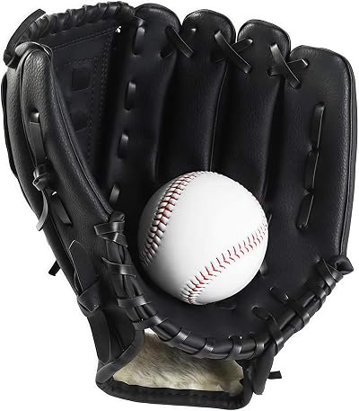 Wonninek Black Baseball Glove 10.5inch PU Leather Right Hand Throw