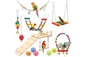 Sonwyoung 12 Pcs Cockatiel Toys Bird Toys for Conures, Christmas Bird Cage Accessories, Parakeets Perches Cage Parrot Ladders, for Hanging Swinging Standing Chewing Climbing Training