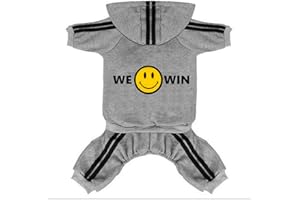 AOLOWEWIN Pet Dog Cute Clothes Tracksuit Jumpsuit Pajamas Onesies Hoodie Jacket Winter Sweater Outfit 4-Legs Style Grey for Puppy Small to Medium Dogs Boy Girl (Small)