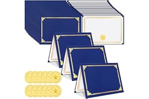 ZSMKJIAYE 90 PCS Certificate Kit Includes 30 PCS Certificate Holders 30 PCS Certificate Papers 30 PCS Gold Foil Award Seals Stickers Diploma Covers Graduation Competition Supplies (Blue)