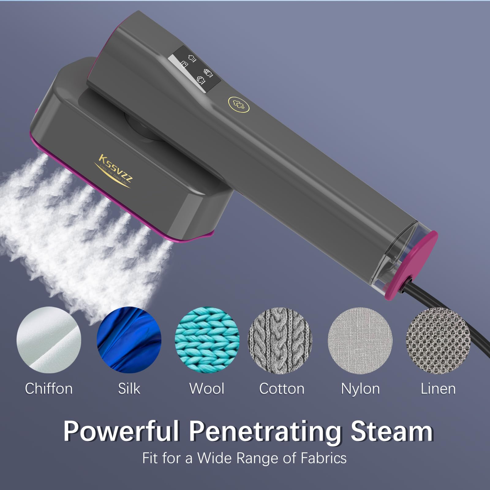 Portable Travel Steamer Iron for Clothes with LCD Touch Screen - 4 Mode Handheld Mini Clothing Steam Iron, Small Garment Steamer Ironing Machine, Hand Held Fabric Steamer for Home, Travel (120V ONLY)