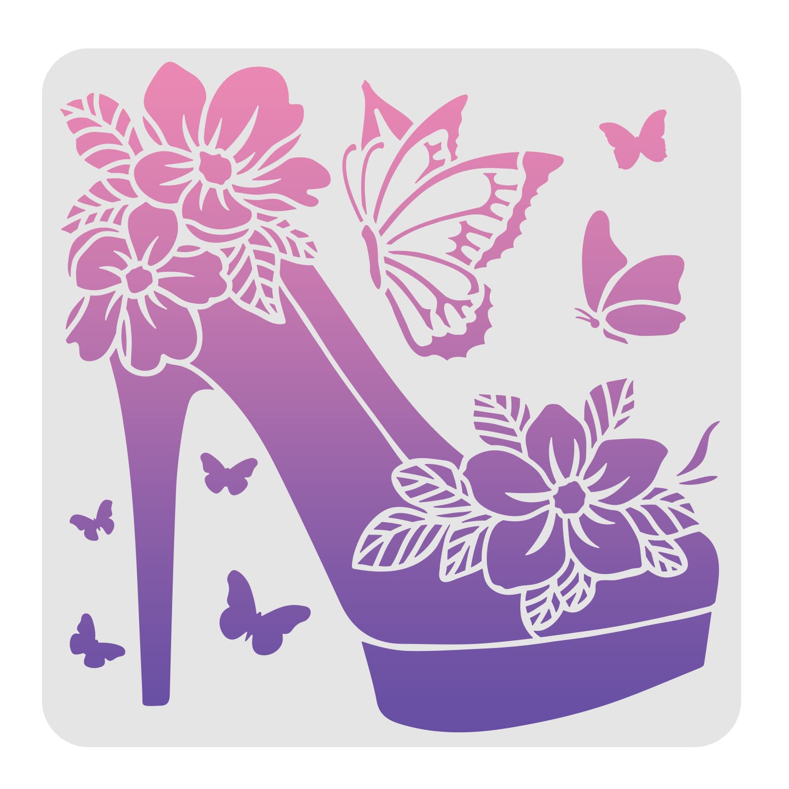 FINGERINSPIRE Flower High Heel Shoe Template Stencil, 30x30cm Butterfly Reusable Stencils for Painting Wall, Art DIY at Home for Decor Fabric Glass T-Shirt Paper Floor and Wood