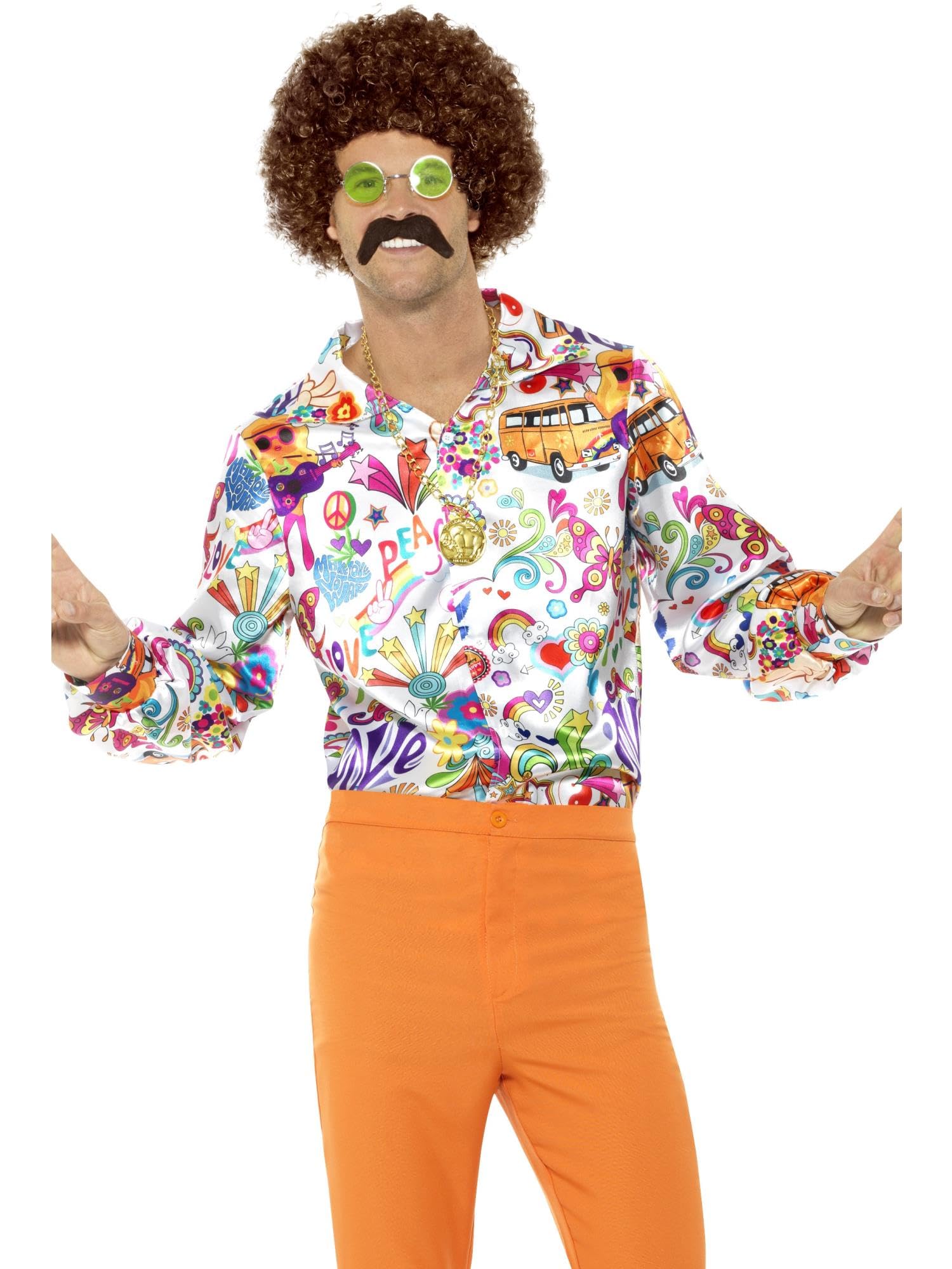 Smiffys 60s Groovy Shirt, Multi-Coloured, 1960's Groovy Fancy Dress, 1960s Dress Up Costumes Halloween