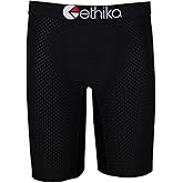 Ethika Men’s Boxer Brief, Knee Length, 4-Way Stretch Performance Underwear with Graphic Prints - Flow Black