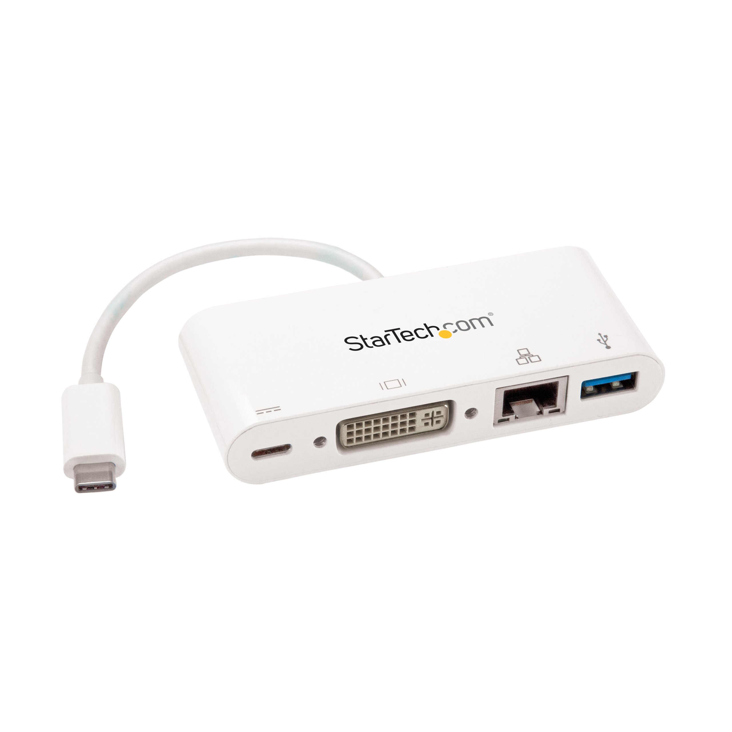 StarTech.com USB C Multiport Adapter - USB-C to DVI-D (Digital) Video Adapter with 60W Power Delivery Passthrough Charging, GbE, USB-A - Portable USB Type-C/Thunderbolt 3 Mini Laptop Dock (DKT30CDVPD) — image 1