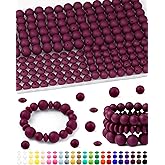 200Pcs FIVEIZERO Mixed Silicone Beads for Keychain Making, 12mm 15mm Round and 12mm Lentil Silicone Beads for Pens Bracelet Necklace DIY Crafts(Wine Red)