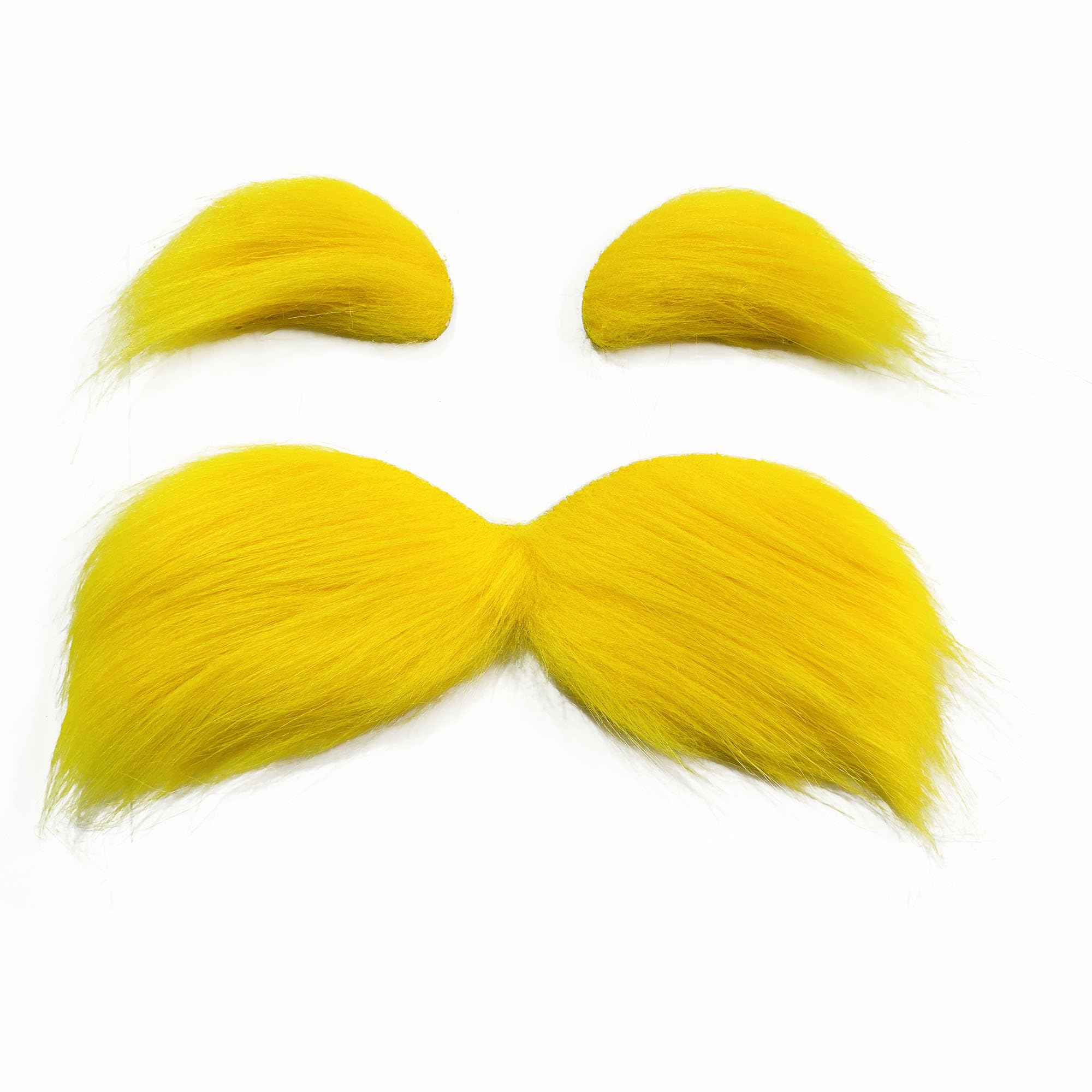 Photo 1 of 1 Set Yellow Fake Mustache and Eyebrows Self Adhesive Facial Hair for Makeup Party Halloween Cosplay (1pcs Large)