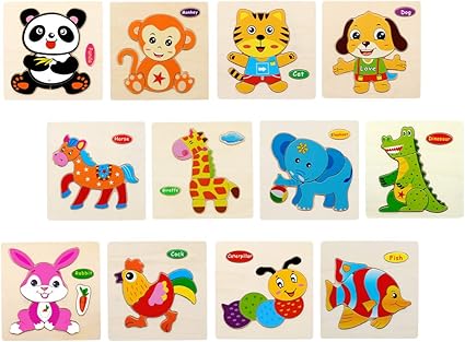 Amazon.com: NVioToys - Puzzle de madera para niños y niñas, juguete educativo preescolar para niños y niñas, juego de rompecabezas para niños y niños pequeños, Juego de animales: Toys \u0026 Games