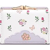 YINHEXI Small Wallets for Women with RFID Blocking Womens Floral Cute PU Leather Trifold Wallet with ID Window Coin Purse (Floral Lavender)
