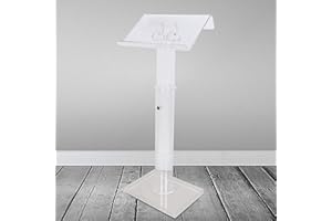 Jiabailie Acrylic Podium Stand,Adjustable Height and Angle Clear Modern Lectern,Clear Lifting Podium for Church,Classroom, Concert,Wedding,Office Easy Assembly