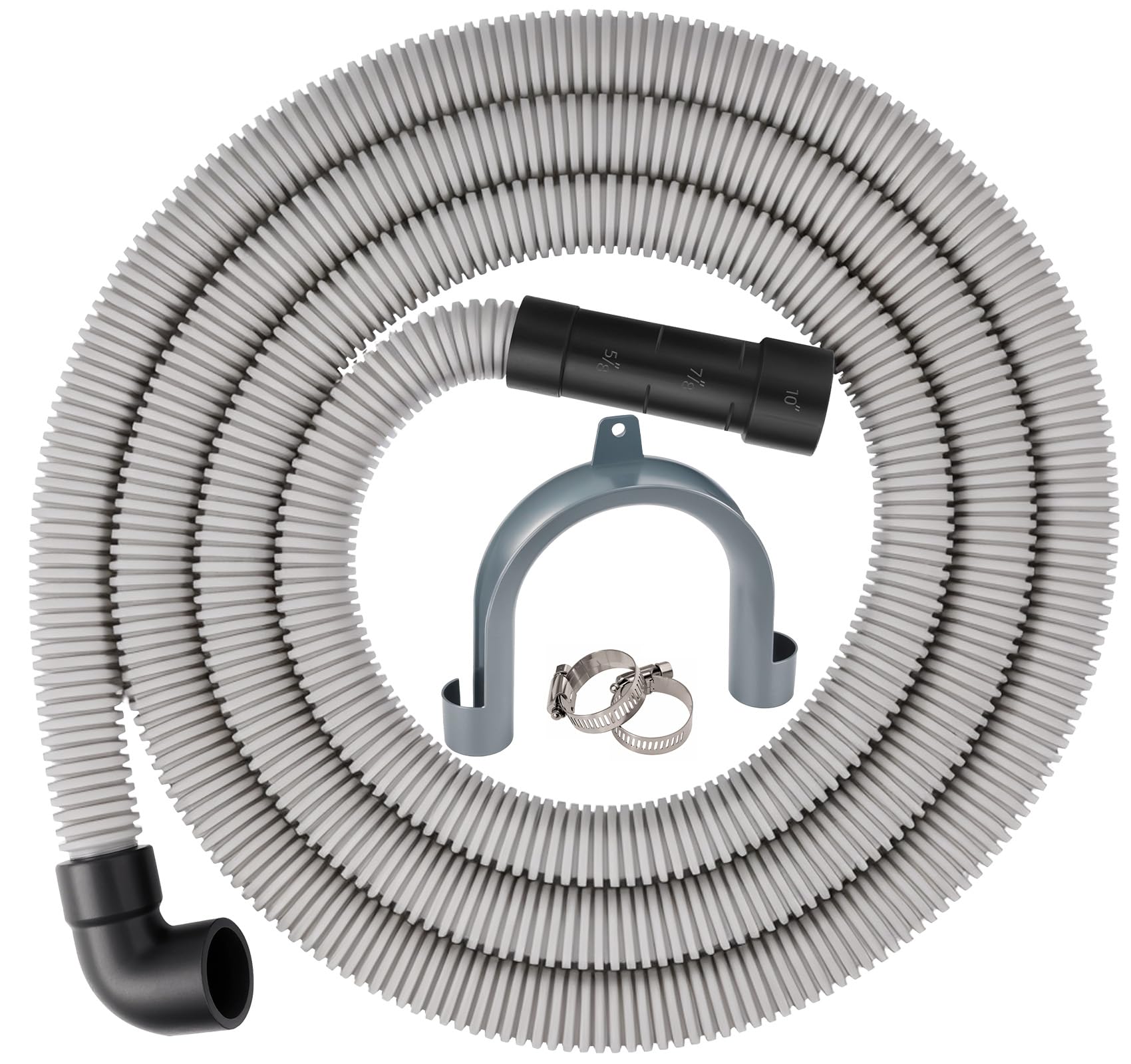 Photo 1 of Washing Machine Drain Hose Extension, Universal Replacement Drain Hose Fit with 5/8 Inch, 7/8 Inch, or 1 Inch OD Drain Outlet for Washing Machine, Dishwasher & Other Applications?Gray PVC?8FT?