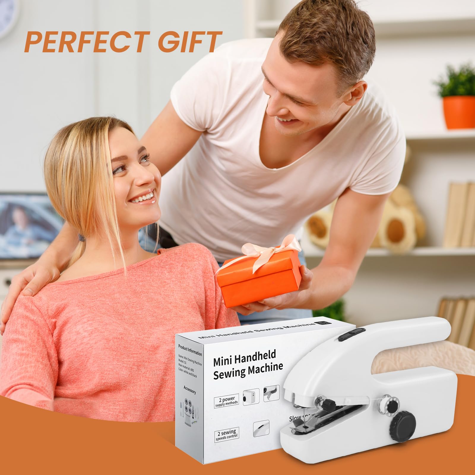 Handheld Sewing Machine for Beginners, Portable Mini Sewing Machine with Two Speed Modes, Easy to Operate and Fast Stitch Suitable for Clothes, Fabrics and Quick Home Repairs