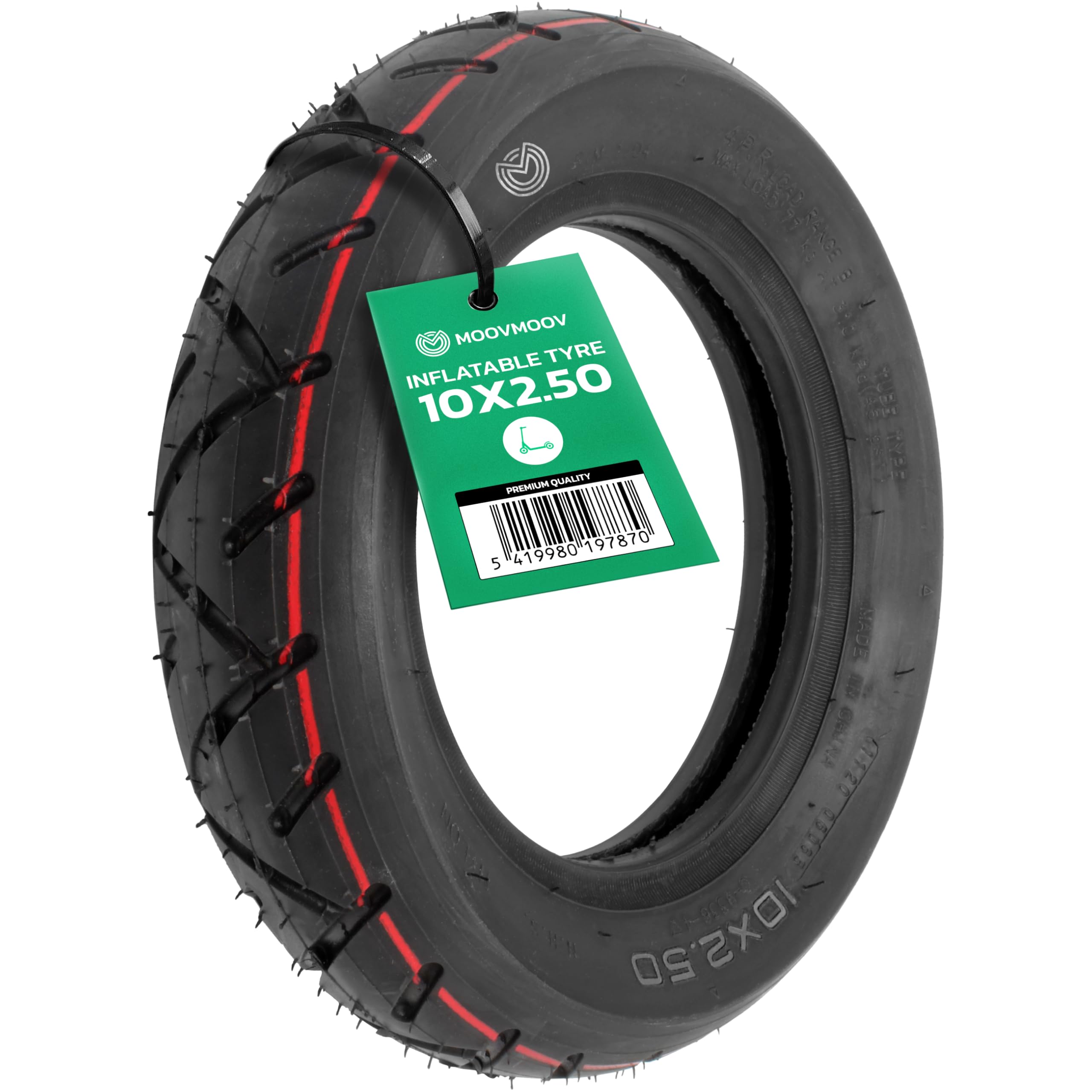 MOOVMOOV - 10x2.50 Tyre for Electric Scooter - Nylon Tube Type - To be installed with an inner tube | For 10-inch wheel